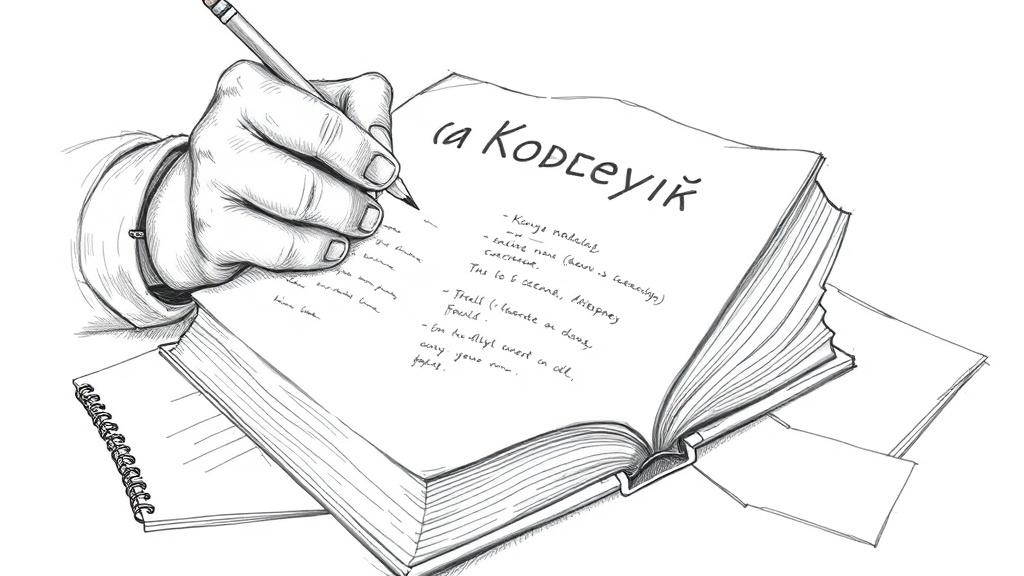 человек изучает налоговый кодекс с карандашом