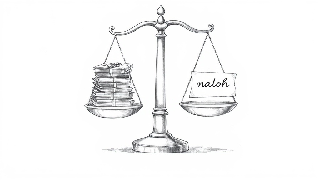 весы с деньгами и налоговой бумагой