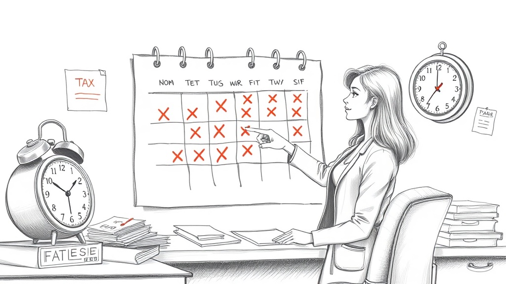 женщина отмечает сроки налогов в календаре