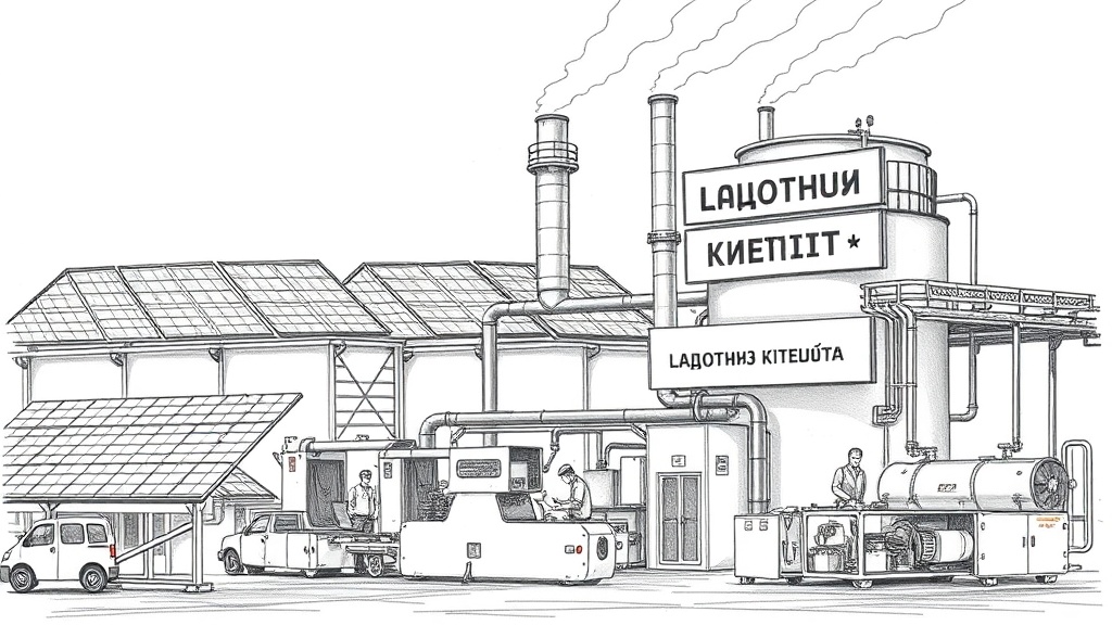 завод с солнечными панелями