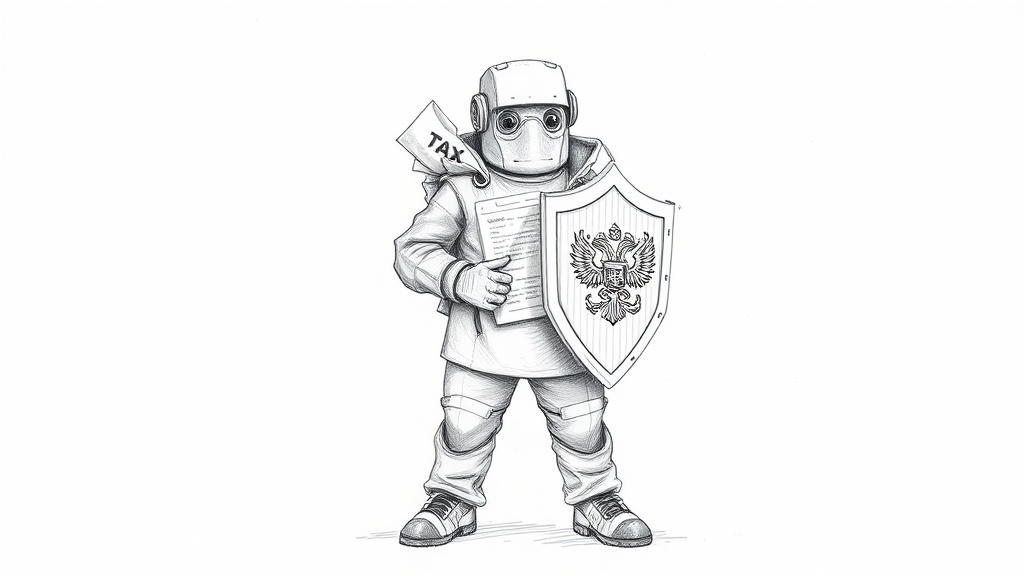фигура из налоговых форм с щитом