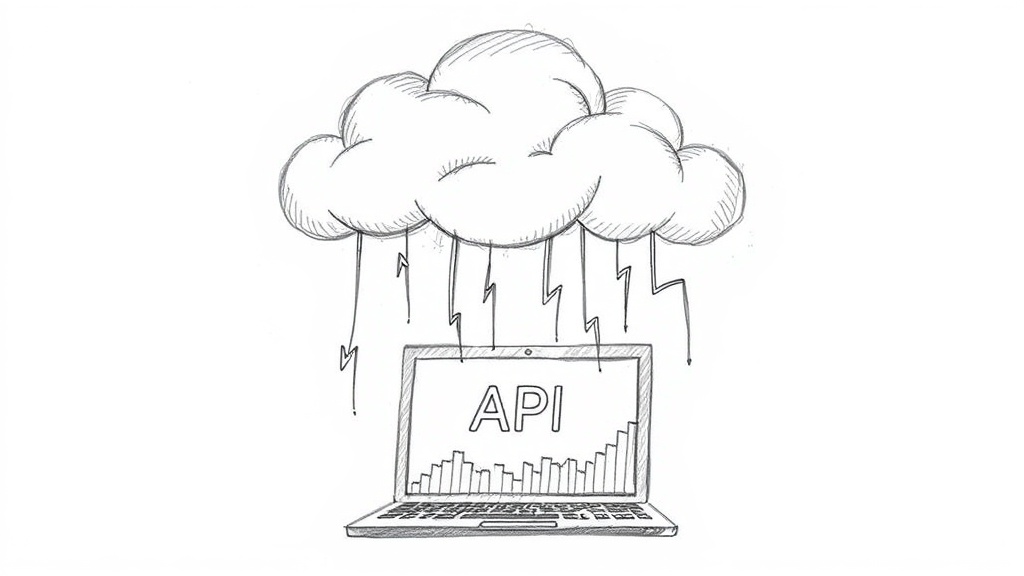 облако данных и API на ноутбуке
